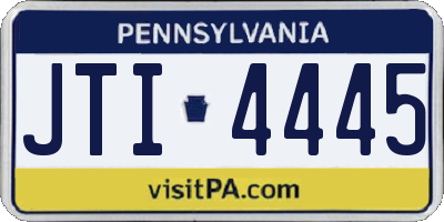 PA license plate JTI4445