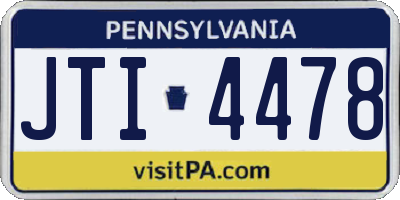 PA license plate JTI4478
