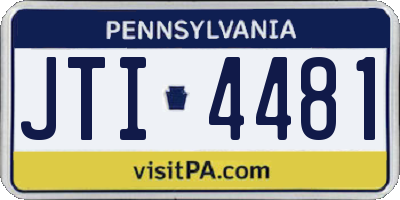 PA license plate JTI4481