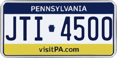 PA license plate JTI4500