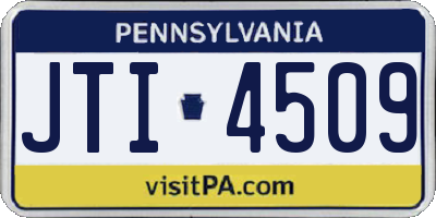 PA license plate JTI4509