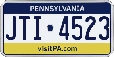 PA license plate JTI4523