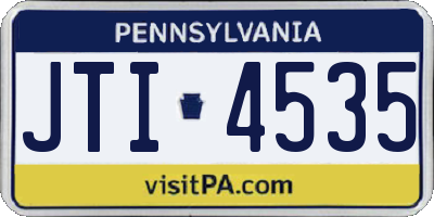 PA license plate JTI4535