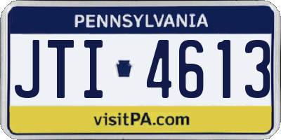 PA license plate JTI4613
