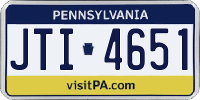 PA license plate JTI4651