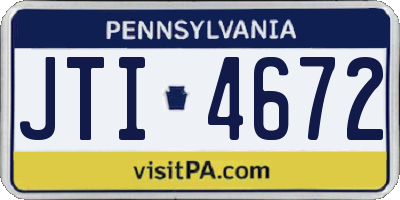 PA license plate JTI4672
