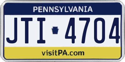 PA license plate JTI4704