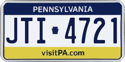 PA license plate JTI4721