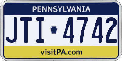 PA license plate JTI4742