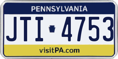 PA license plate JTI4753