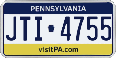 PA license plate JTI4755