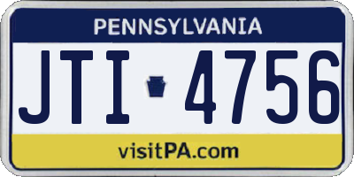 PA license plate JTI4756