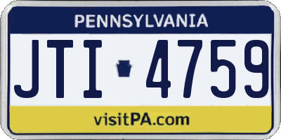 PA license plate JTI4759