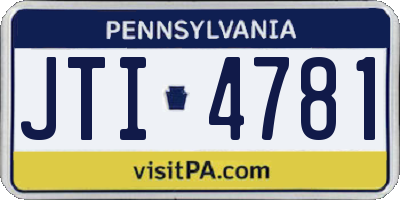 PA license plate JTI4781