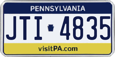 PA license plate JTI4835