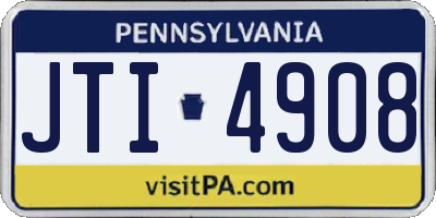 PA license plate JTI4908
