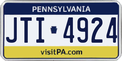 PA license plate JTI4924