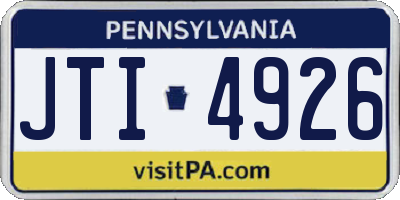 PA license plate JTI4926