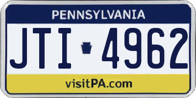 PA license plate JTI4962