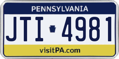PA license plate JTI4981