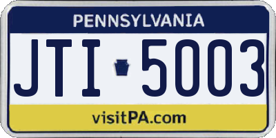 PA license plate JTI5003