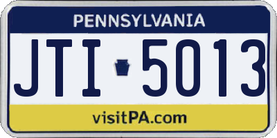 PA license plate JTI5013