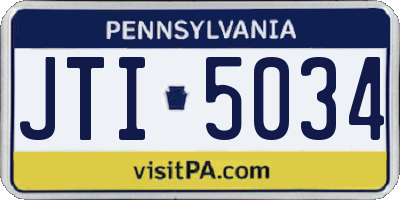 PA license plate JTI5034