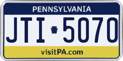 PA license plate JTI5070