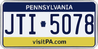 PA license plate JTI5078