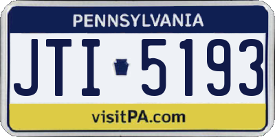 PA license plate JTI5193