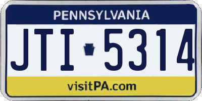 PA license plate JTI5314