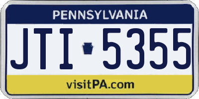 PA license plate JTI5355