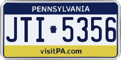 PA license plate JTI5356