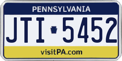 PA license plate JTI5452