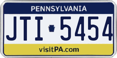 PA license plate JTI5454