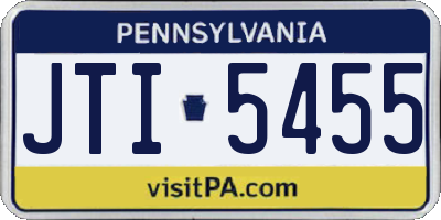 PA license plate JTI5455