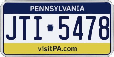 PA license plate JTI5478