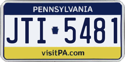 PA license plate JTI5481