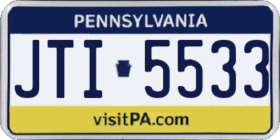 PA license plate JTI5533