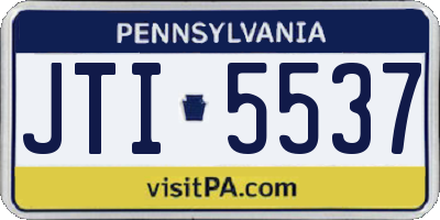 PA license plate JTI5537