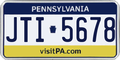 PA license plate JTI5678