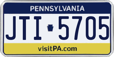 PA license plate JTI5705
