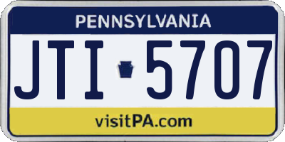 PA license plate JTI5707