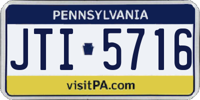 PA license plate JTI5716