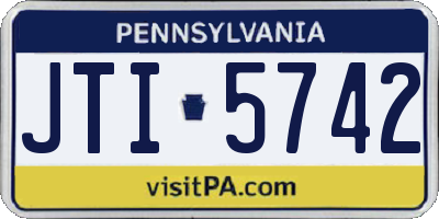 PA license plate JTI5742