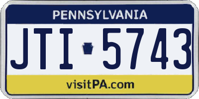 PA license plate JTI5743