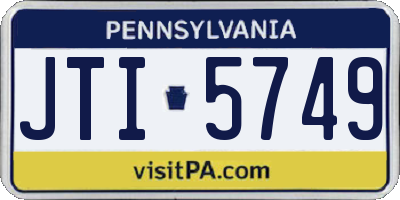PA license plate JTI5749