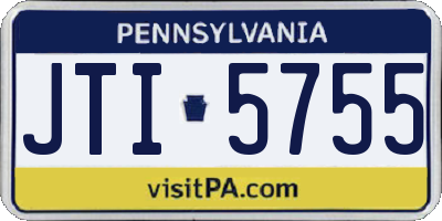 PA license plate JTI5755