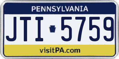 PA license plate JTI5759