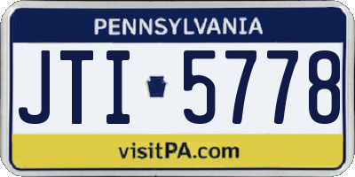 PA license plate JTI5778